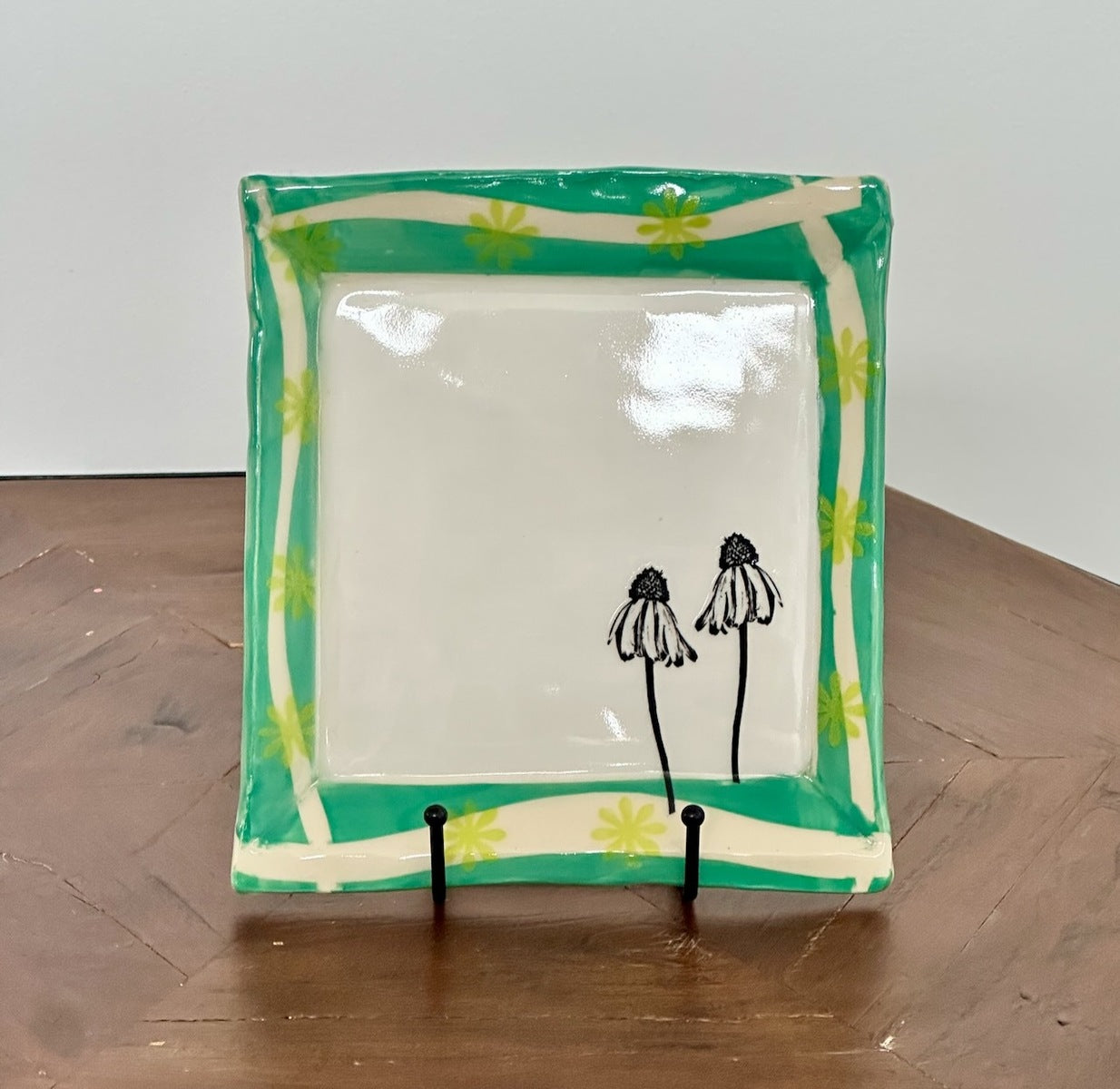 Square Plate W Coneflowers