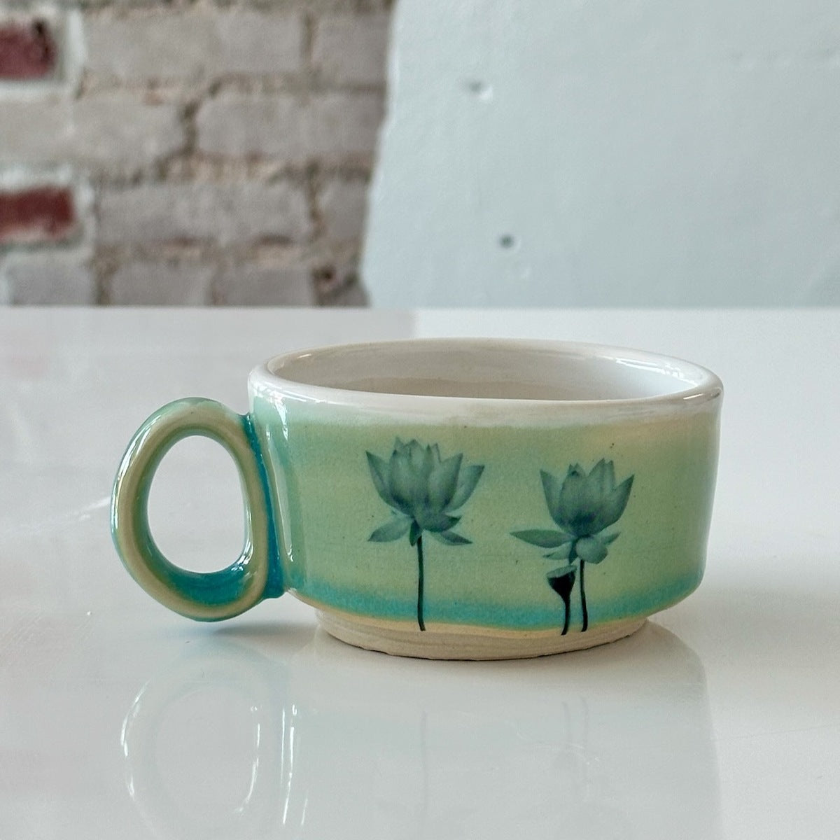 Cappuccino Mug with Lotus Blossoms