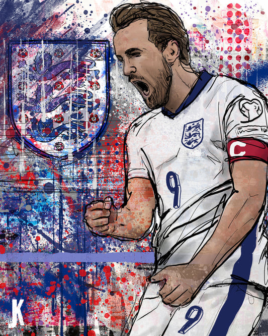 Harry Kane - The 3 Lions Champion Print