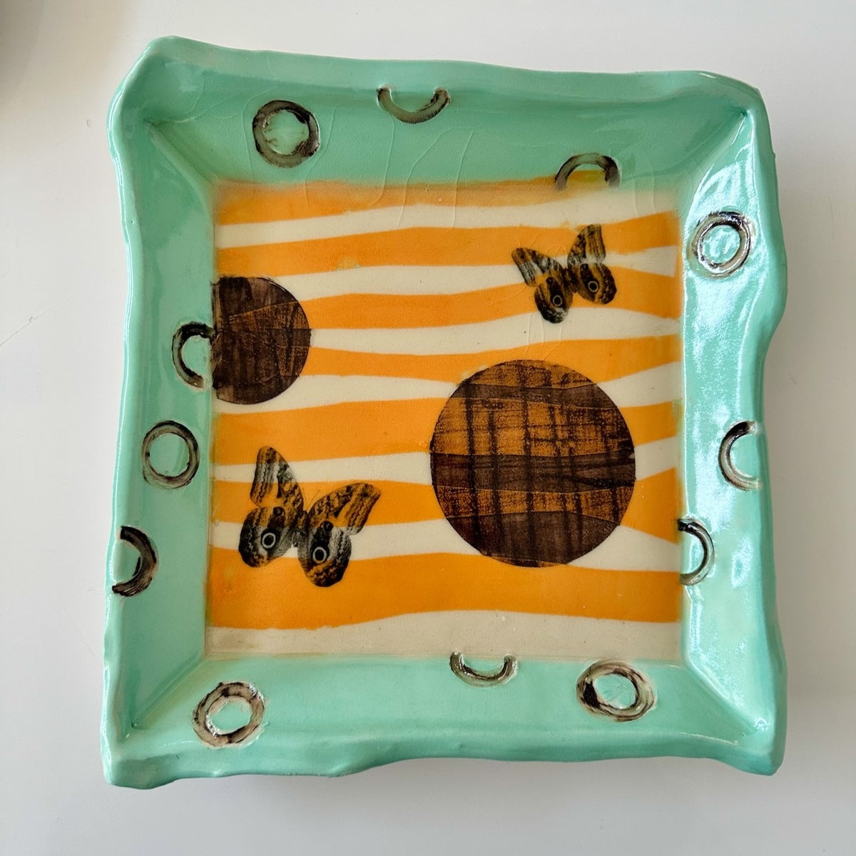 Colorful Plate with Butterflies