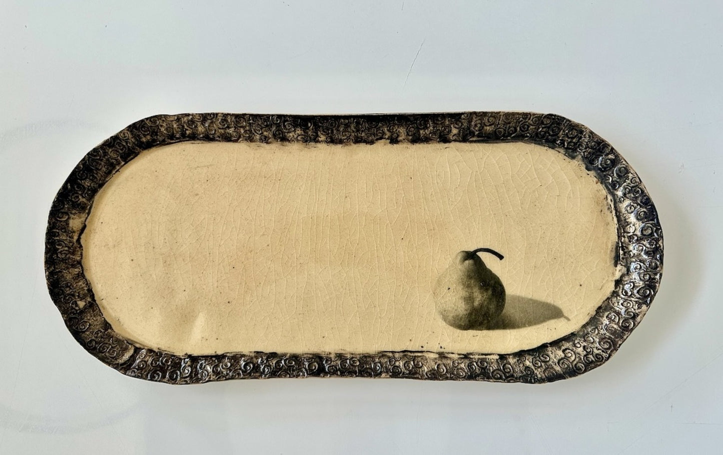 Oval Platter with Pear